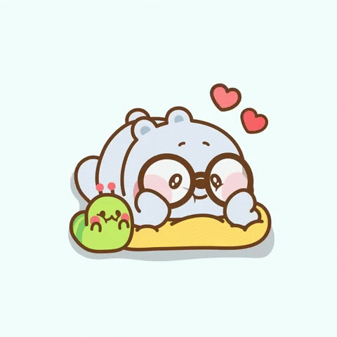 A Cartoon Of A Bear Wearing Glasses And A Caterpillar GIF