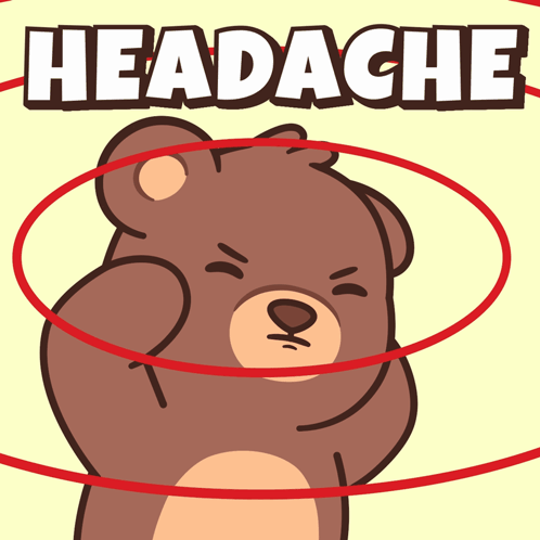 A Cartoon Of A Bear With A Headache GIF