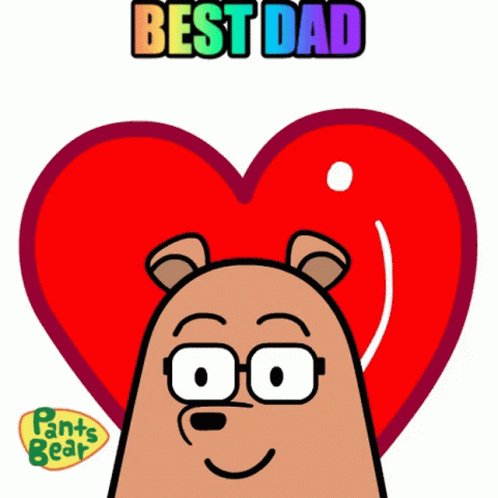 A Cartoon Of A Bear With Glasses And The Words Best Dad Above It GIF