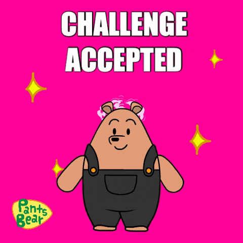 Cartoon Bear With Challenge Accepted Text GIF