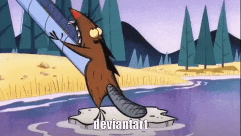 A Cartoon Of A Beaver With Deviantart Written On The Bottom Right GIF