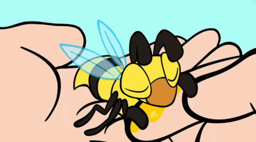 A Cartoon Of A Bee Laying On Someone 'S Arm GIF