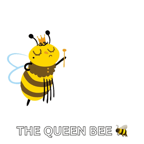 A Cartoon Of A Bee With A Crown On Its Head Holding A Wand GIF