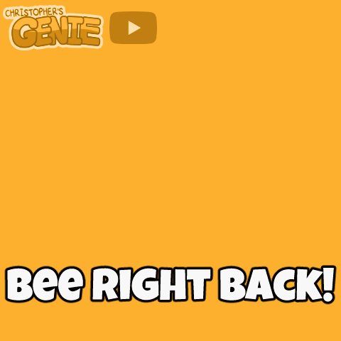 A Cartoon Of A Bee With The Words " Bee Right Back " Below It GIF