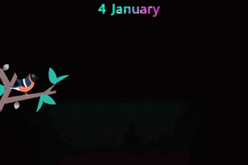 A Cartoon Of A Bird On A Branch With The Date 4 January GIF