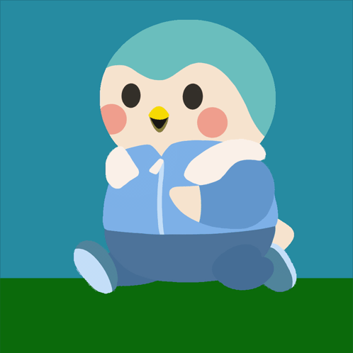 A Cartoon Of A Bird With A Blue Jacket On GIF