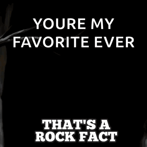 A Cartoon Of A Bird With Its Tongue Sticking Out And The Words " Youre My Favorite Ever That 'S A Rock Fact " GIF