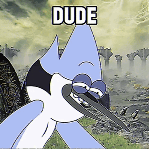 A Cartoon Of A Bird With The Word Dude Written On It GIF