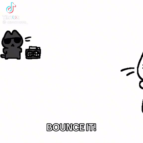 A Cartoon Of A Black Cat Standing Next To A White Cat With A Boombox On Its Head . GIF