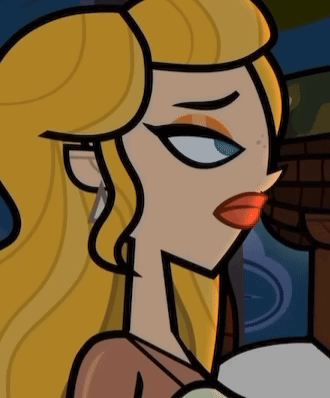 A Cartoon Of A Blonde Woman With Red Lips GIF