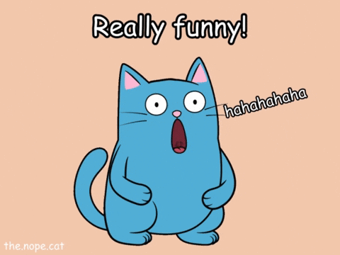 A Cartoon Of A Blue Cat With The Words Really Funny GIF