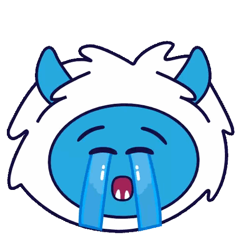 a cartoon of a blue monster crying with tears coming out of its eyes