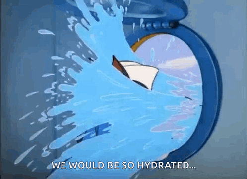 A Cartoon Of A Boat Splashing Water And The Words We Would Be So Hydrated GIF