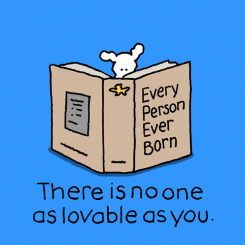 A Cartoon Of A Book That Says " Every Person Ever Born " GIF