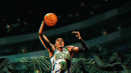 A Cartoon Of A Boston Celtics Basketball Player GIF