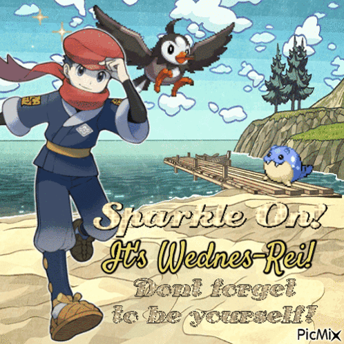 A Cartoon Of A Boy And A Bird Says Sparkle On It 'S Wednesday GIF