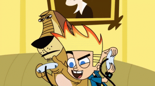 A Cartoon Of A Boy And A Dog Playing A Game GIF