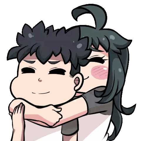 a cartoon of a boy and a girl hugging