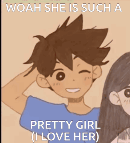 A Cartoon Of A Boy And A Girl With The Caption Woah She Is Such A Pretty Girl I Love Her GIF