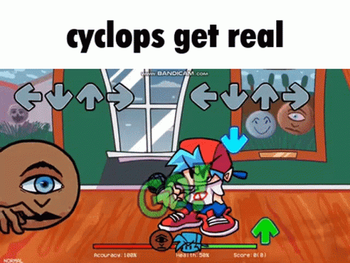 A Cartoon Of A Boy And A Lizard With The Words Cyclops Get Real GIF