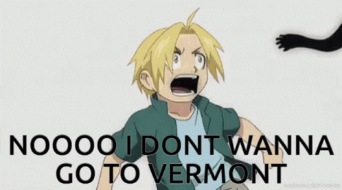 A Cartoon Of A Boy Being Attacked By A Monster With The Words Nooo I Dont Wanna Go To Vermont GIF