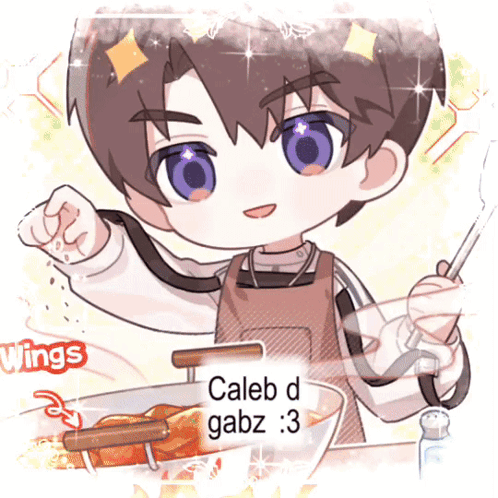 A Cartoon Of A Boy Cooking With The Words Caleb D Gabz : 3 GIF