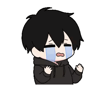 a cartoon of a boy crying with a tear running down his face