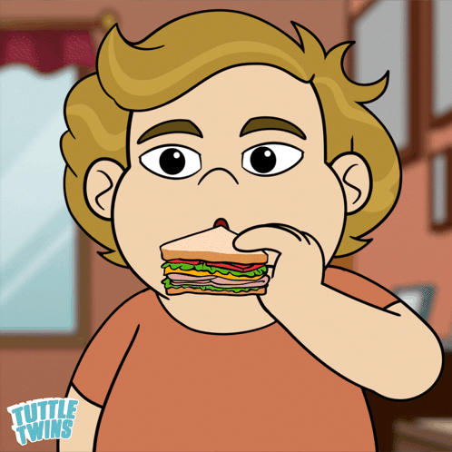 A Cartoon Of A Boy Eating A Sandwich With The Words Tuttle Twins On The Bottom Left GIF