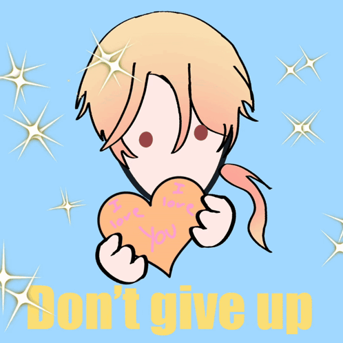 A Cartoon Of A Boy Holding A Heart With The Words " I Love You " Written On It GIF
