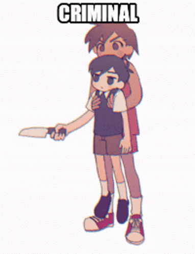 A Cartoon Of A Boy Holding A Knife With The Word Criminal Written On The Bottom GIF