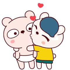 a cartoon of a boy kissing a teddy bear .