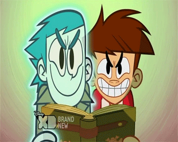 A Cartoon Of A Boy Reading A Book With Xd Brand New On The Bottom Right GIF