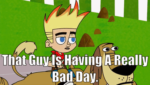 Boy Riding Dog Saying That Guy Is Having A Really Bad Day GIF