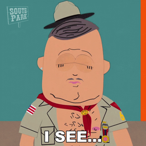 A Cartoon Of A Boy Scout From South Park Says " I See " GIF