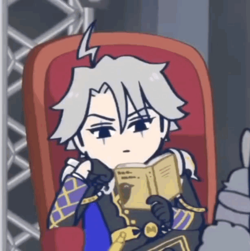 A Cartoon Of A Boy Sitting In A Chair Reading A Book . GIF