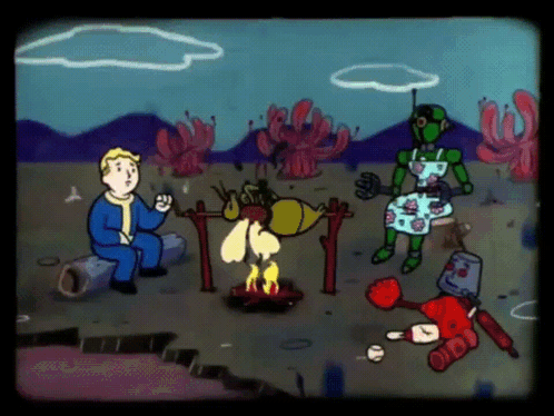 A Cartoon Of A Boy Sitting Next To A Robot GIF