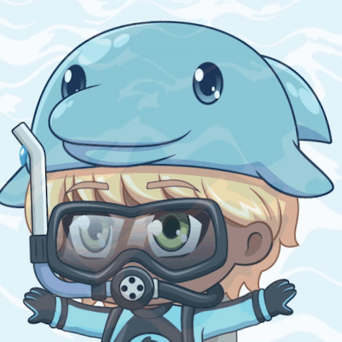 A Cartoon Of A Boy Wearing A Dolphin Hat GIF