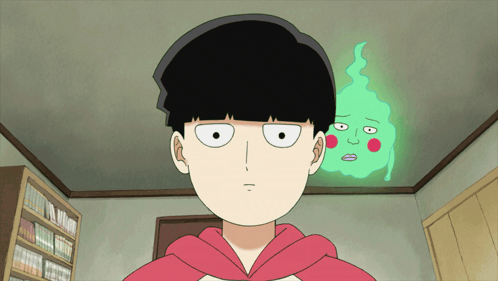 A Cartoon Of A Boy With A Ghost In The Background GIF
