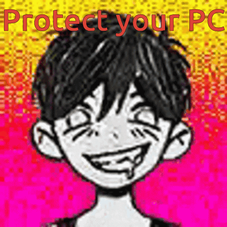 A Cartoon Of A Boy With A Smiley Face And The Words Protect Your Pc GIF