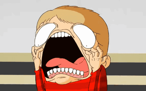 A Cartoon Of A Boy With His Mouth Wide Open And His Tongue Sticking Out GIF