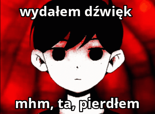 A Cartoon Of A Boy With Red Eyes And The Words Wydatem Dzwiek GIF