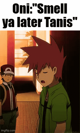 a cartoon of a boy with red hair says " oni " smell ya later tanis
