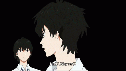 A Cartoon Of A Boy With The Words Huh Why Not GIF