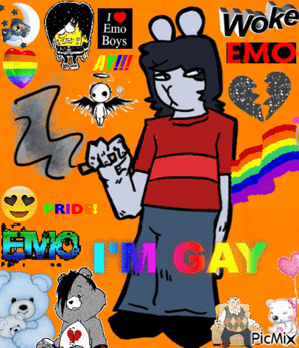 A Cartoon Of A Boy With The Words " I 'M Gay " In The Corner GIF