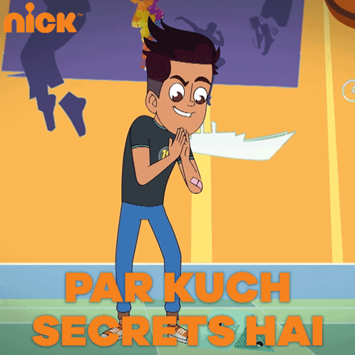 A Cartoon Of A Boy With The Words Par Kuch Secrets Hai GIF