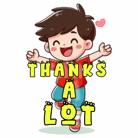 A Cartoon Of A Boy With The Words Thanks A Lot Above Him GIF