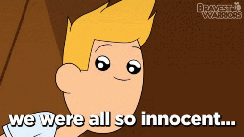 a cartoon of a boy with the words we were all so innocent