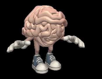 A Cartoon Of A Brain With Arms And Legs GIF