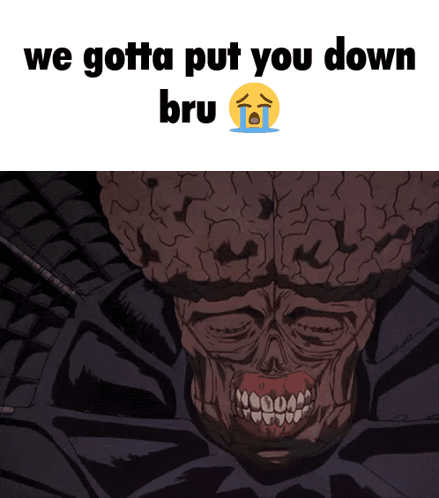 A Cartoon Of A Brain With The Words We Gotta Put You Down Bru Written Above It GIF