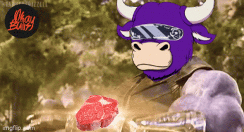 Bull Wearing Sunglasses Holding Steak GIF